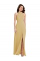 Stand Collar Halter Maxi Bridesmaid Dress with Criss Cross Open Back UK