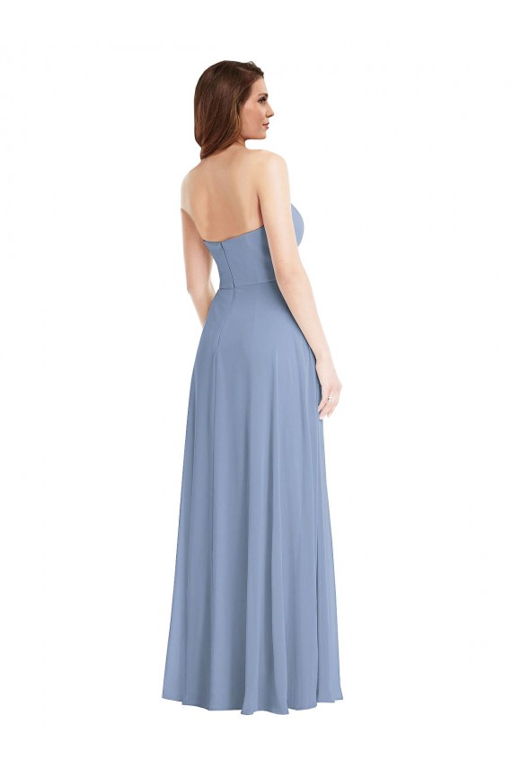 Strapless A-Line Maxi Bridesmaid Dress with Front Slit UK