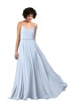 V-Neck Blouson Waist Long Chiffon Bridesmaid Dress with Straps UK
