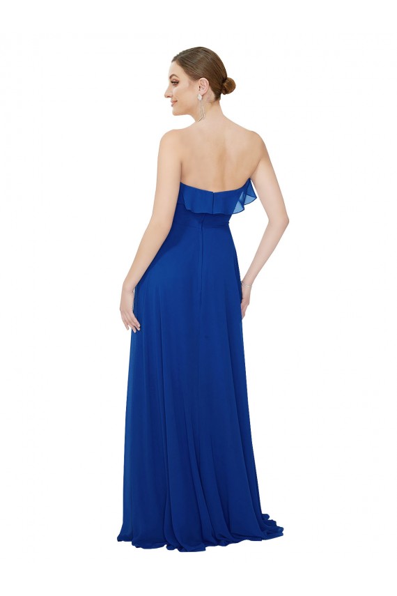 Ruffled Chiffon Strapless Bridesmaid Dress UK