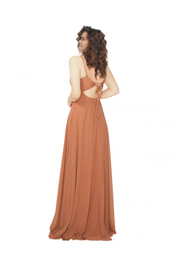 Chiffon Bridesmaid Dress with Tie Back Keyhole UK