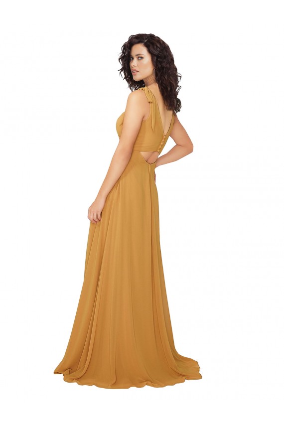 Boho Chiffon Bridesmaid Dress with Tied Straps UK