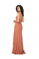 Chiffon Square Neck Bridesmaid Dress with Ruffled Skirt Slit UK