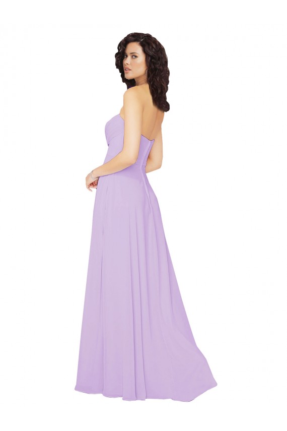 Draped Sweetheart Long Chiffon Bridesmaid Dress with Front Slit UK
