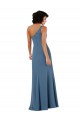 One Shoulder Chiffon Bridesmaid Dress with Skirt Slit and Accent Strap UK