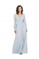Long Sleeve Chiffon Bridesmaid Dress with Bow Detail UK
