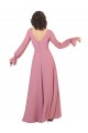 Long Sleeve Chiffon Bridesmaid Dress with Bow Detail UK