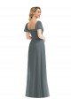 Puff Sleeves Chiffon Maxi Bridesmaid Dress with Front Slit UK