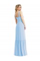 Tie Shoulder Bustier Bodice Ruffle Hem Maxi Bridesmaid Dress UK