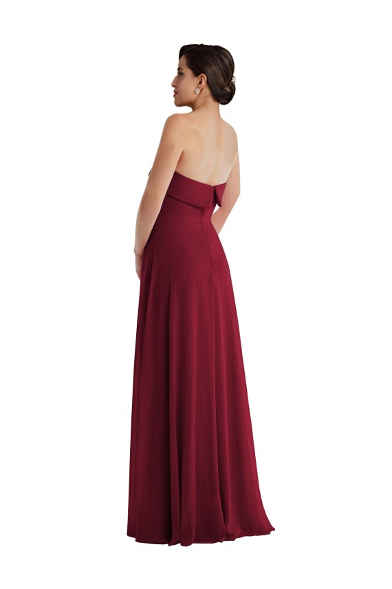 Cuffed Strapless Maxi Bridesmaid Dress with Front Slit UK