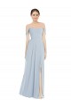 Off the Shoulder Basque Neck Maxi Bridesmaid Dress with Flounce Sleeves UK