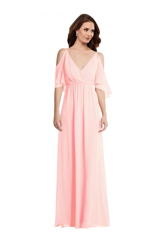 Cold Shoulder Draped Wrap Maxi Bridesmaid Dress UK