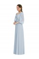 Off the Shoulder Puff Sleeve Maxi Bridesmaid Dress with Front Slit UK