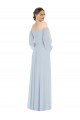 Off the Shoulder Puff Sleeve Maxi Bridesmaid Dress with Front Slit UK