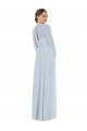 Strapless Chiffon Maxi Bridesmaid Dress with Puff Sleeve Blouson Overlay UK