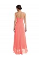 Scoop Neck Ruffle Trimmed High Low Maxi Bridesmaid Dress UK