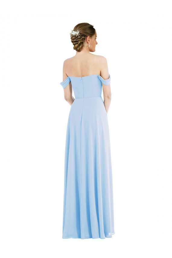 Off the Shoulder Draped Neckline Maxi Bridesmaid Dress UK