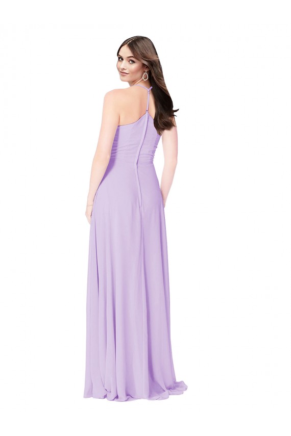 Chiffon A-Line Bridesmaid Dress with Halter Back UK