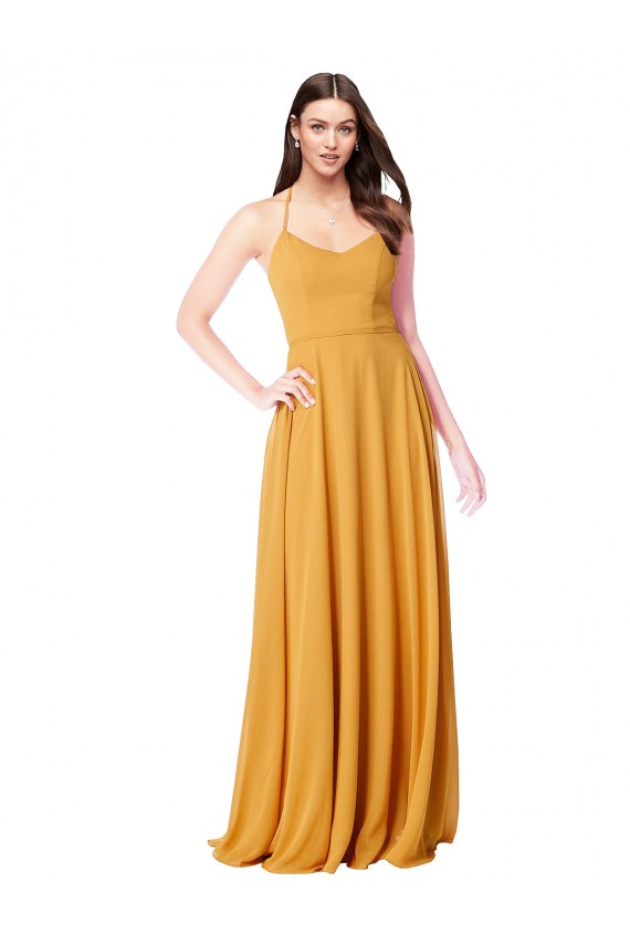 Chiffon A-Line Bridesmaid Dress with Halter Back UK