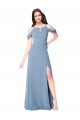 High Neck Chiffon Bridesmaid Dress with Draped Sleeves UK
