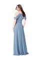High Neck Chiffon Bridesmaid Dress with Draped Sleeves UK
