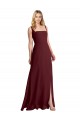 Square Neckline Soft A-Line Chiffon Bridesmaid Dress with Side Slit UK