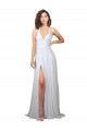 Halter Plunge V-Neckline Chiffon Dress with High Leg Split UK