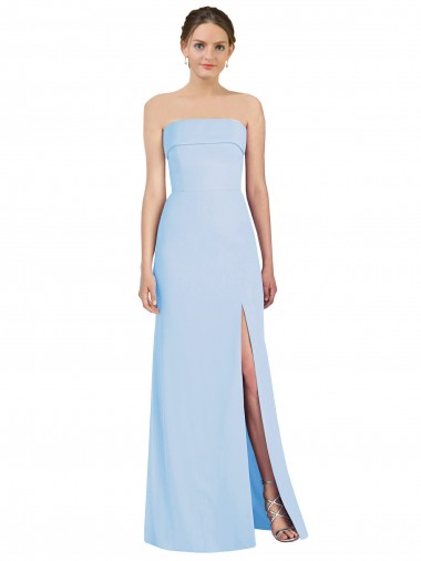 Strapless Trumpet Chiffon Bridesmaid Dress with Thigh high Slit UK