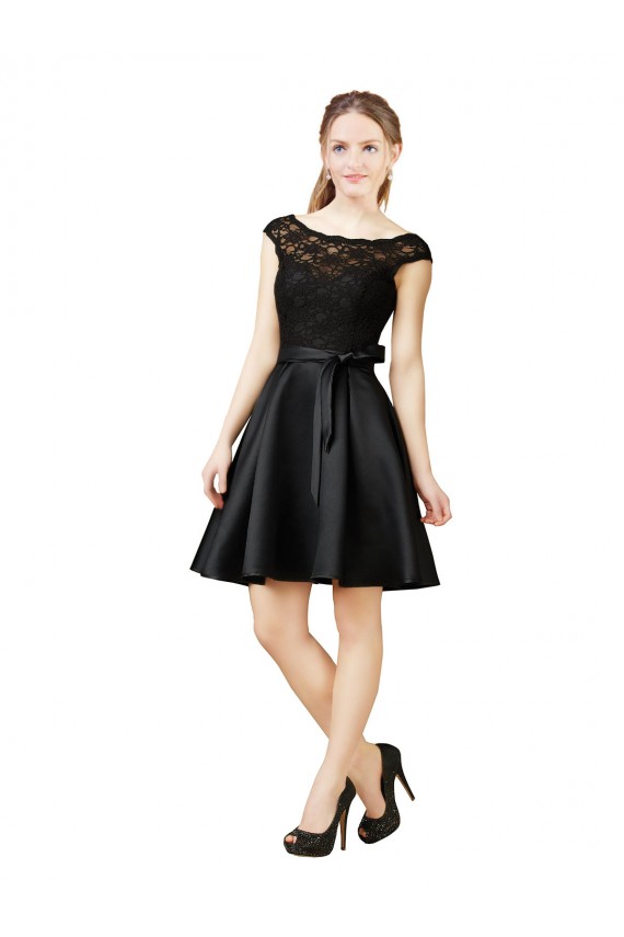 Lace and Satin Bridesmaid Dress with V-Back UK