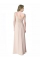 Long Chiffon Bridesmaid Dress with Corded Lace V-Neck Bodice UK