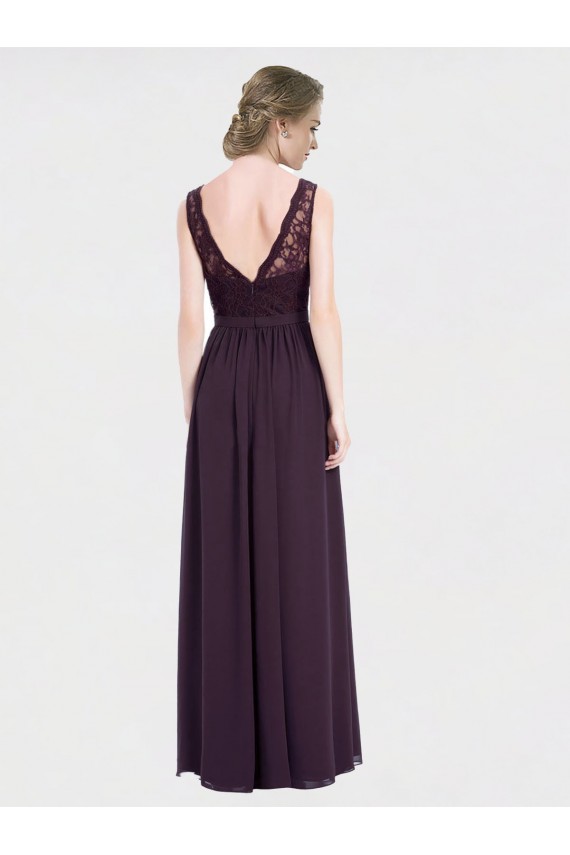V-Neck Bridesmaid Dress with Corded Lace Bodice UK