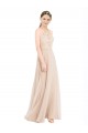 High Halter Neck Illusion Lace Bridesmaid Dress with Chiffon Skirt and Keyhole Back UK