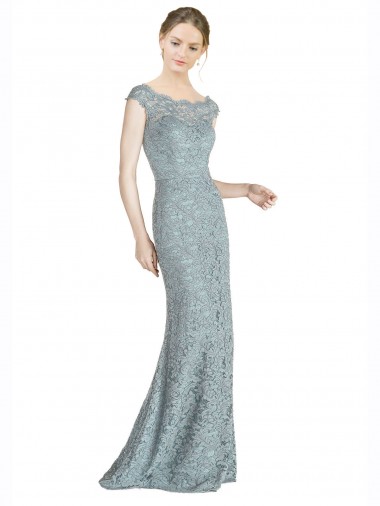 Off the Shoulder Mermaid Lace Bridesmaid Dress with Cap Sleeves UK