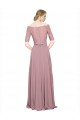 Off the Shoulder Lace Crop Top A-Line Chiffon Bridesmaid Dress UK