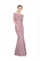 Short Sleeves Crop Top Mermaid Lace Bridesmaid Dress UK