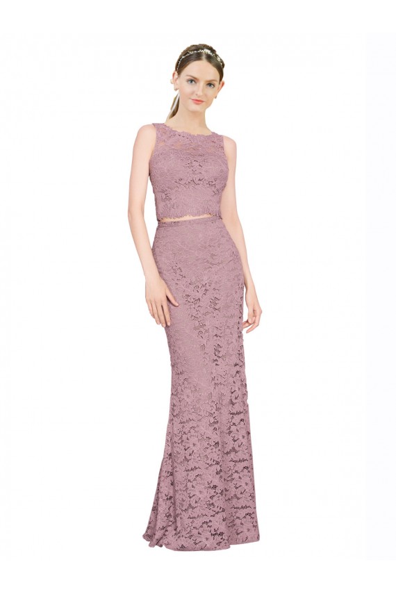 Sleeveless Crop Top High Neck Mermaid Lace Bridesmaid Dress UK