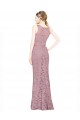 Sleeveless Crop Top High Neck Mermaid Lace Bridesmaid Dress UK