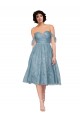 Off the Shoulder Sweetheart Chantilly Lace Midi Length Bridesmaid Dress UK