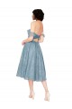 Off the Shoulder Sweetheart Chantilly Lace Midi Length Bridesmaid Dress UK