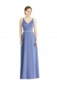 Long Floor Length V-Neck Satin Bridesmaid Dress with Spaghetti Straps UK