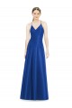 Full Pleated V-Neck Long Satin Bridesmaid Dress with Criss Cross Open Back UK