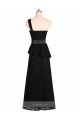 Long One Shoulder Satin Bridesmaid Dress with Bow Ties UK