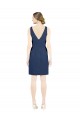 Deep V-Neck Short Knee Length Satin Bridesmaid Dress with Slimming Pleats UK