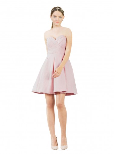 Short Knee Length Sweetheart Satin Bridesmaid Dress UK