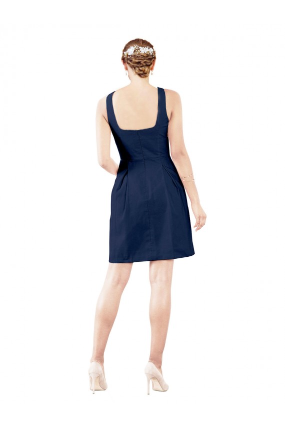 V-Neck A-Line Satin Bridesmaid Dress with Pockets UK