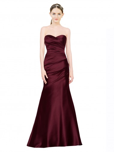 Mermaid Sweetheart Soft Satin Bridesmaid Dress with Pleats UK