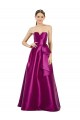 Sleeveless V-Neck Long Satin Bridesmaid Dress with Bow Waist UK