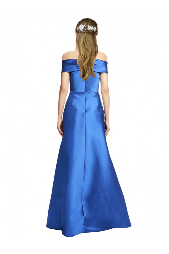 Sleeveless Off the Shoulder Ball Gown Satin Bridesmaid Dress UK