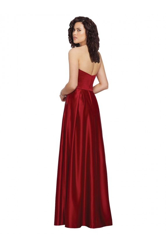 Strapless Satin Bridesmaids Dress with Beaded Pocket and Soft Pleating UK