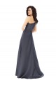 Rouched One Shoulder Floor Length Satin Bridesmaid Dress with Bow UK